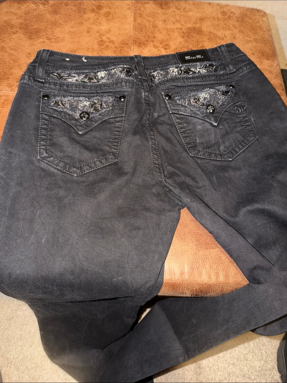 Miss Me Black Skinny Jeans with Embellished Back Pockets